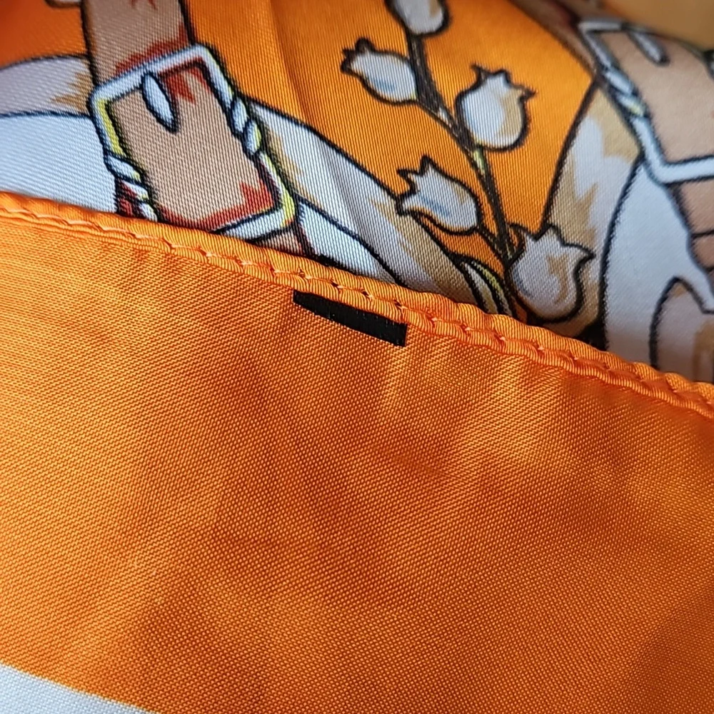 NWOT square orange chain strap scarf